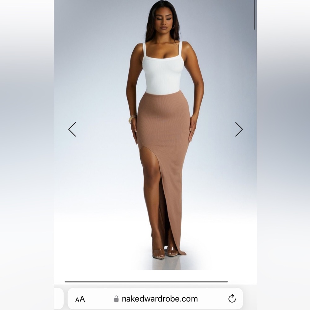 Naked Wardrobe The Snatched Maxi Skirt in Coco Size Medium NWT